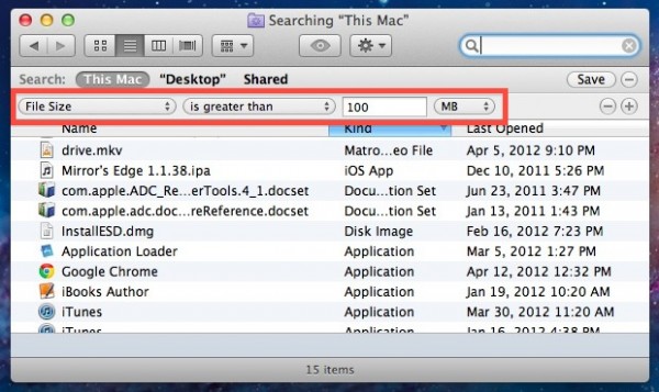 Finder 帮您轻松搜索 Mac 中的大型文件