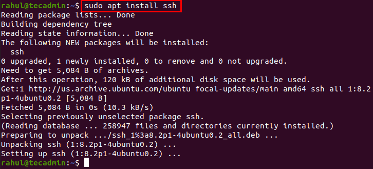 Installing SSH Server