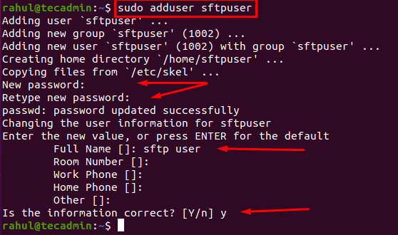 Sudo adduser sftp